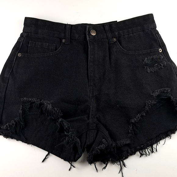 Track 23 Fashion Black Extreme Front Distressed Fashion Denim Size 5, 5-Pocket - Picture 1 of 7